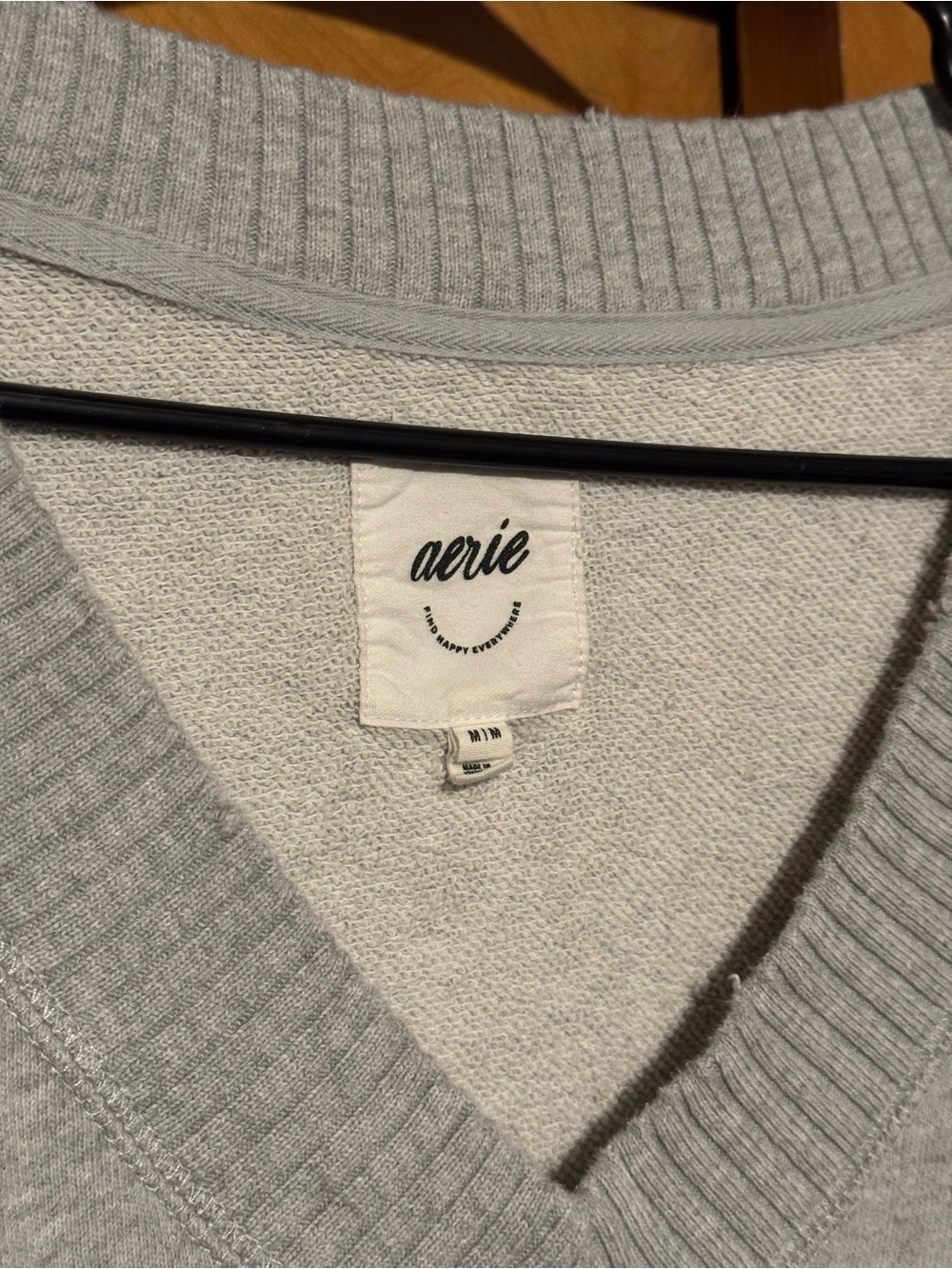 Aerie Down-to-Earth V-Neck Oversized Sweatshirt Heather Gray - Picture 6 of 8